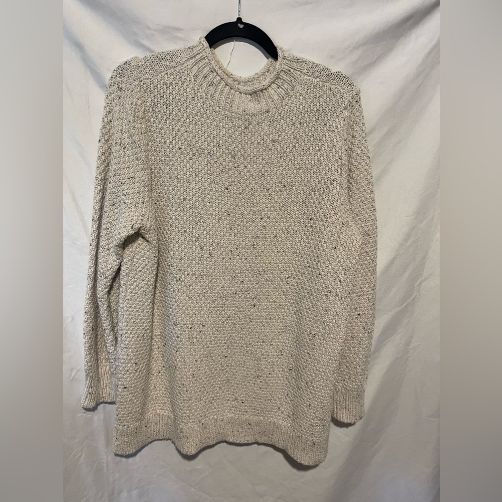 Loft | Grey Flecked Tunic Speckled Mock-neck Sweater Size XL